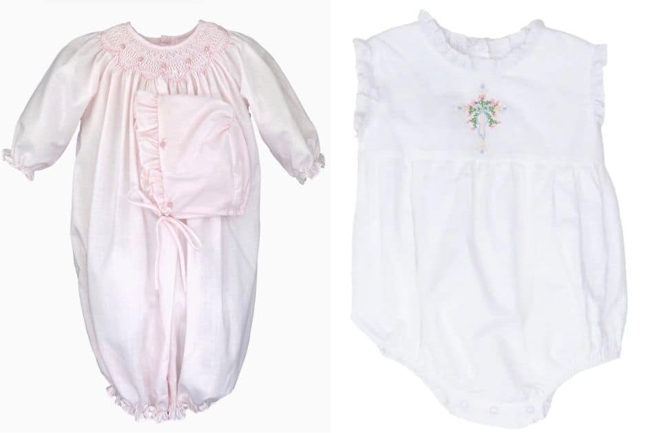 Smocked baby outfits sold in the From Bumps 2 Babies boutique